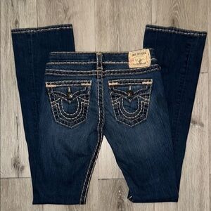 True Religion • Becky Jeans Thick Stitching Boot Cut Wide Leg Size 25